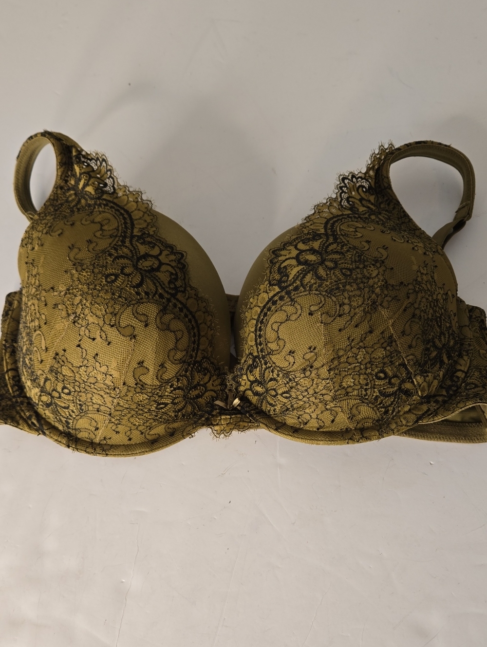 Cacique Boost Plunge Bra Olive Green Black Lace Size 42DDD